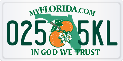 FL license plate 0255KL