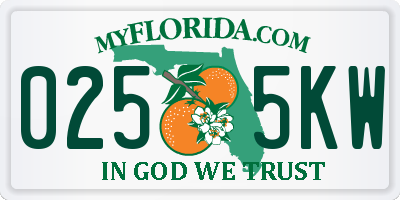 FL license plate 0255KW