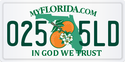 FL license plate 0255LD