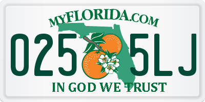 FL license plate 0255LJ