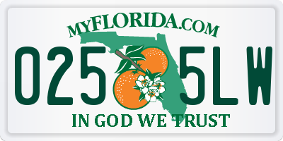 FL license plate 0255LW