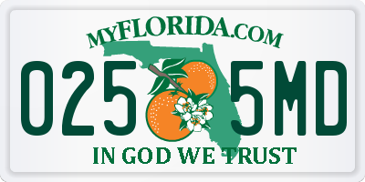 FL license plate 0255MD