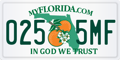 FL license plate 0255MF