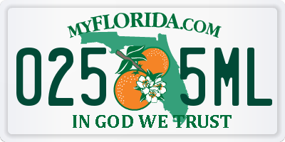 FL license plate 0255ML