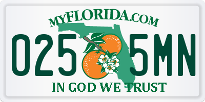FL license plate 0255MN
