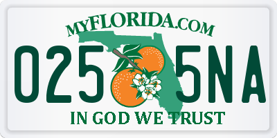 FL license plate 0255NA