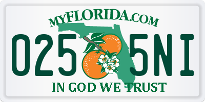 FL license plate 0255NI