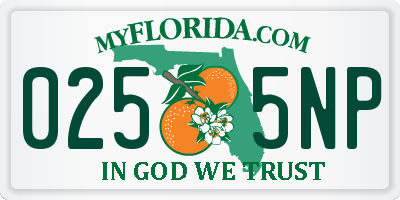FL license plate 0255NP