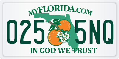 FL license plate 0255NQ