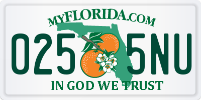 FL license plate 0255NU
