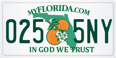 FL license plate 0255NY