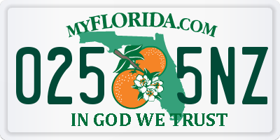 FL license plate 0255NZ
