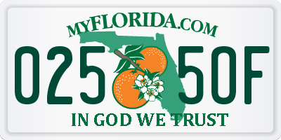 FL license plate 0255OF