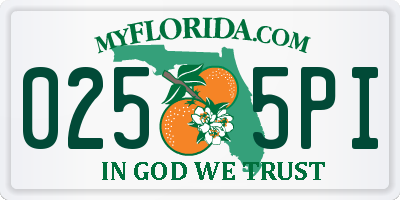 FL license plate 0255PI
