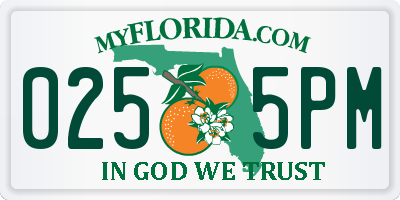 FL license plate 0255PM