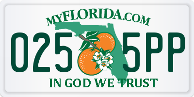 FL license plate 0255PP