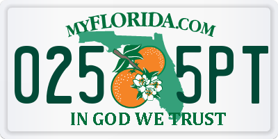 FL license plate 0255PT
