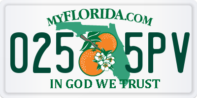 FL license plate 0255PV