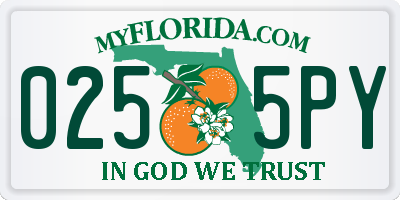 FL license plate 0255PY