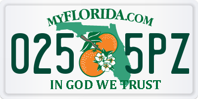 FL license plate 0255PZ