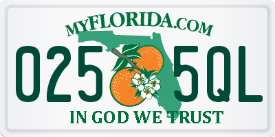 FL license plate 0255QL
