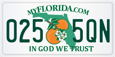 FL license plate 0255QN