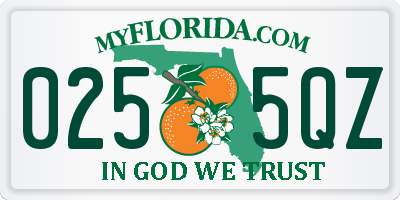 FL license plate 0255QZ