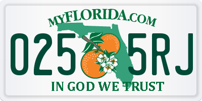 FL license plate 0255RJ