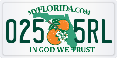 FL license plate 0255RL