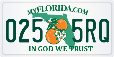 FL license plate 0255RQ