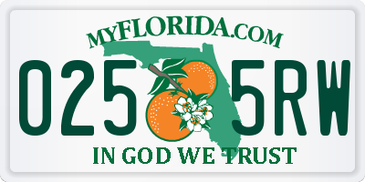 FL license plate 0255RW