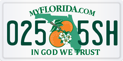 FL license plate 0255SH