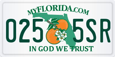 FL license plate 0255SR