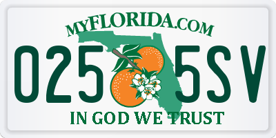 FL license plate 0255SV