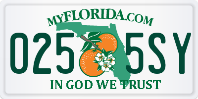 FL license plate 0255SY