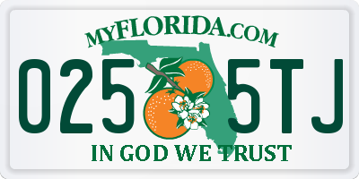 FL license plate 0255TJ