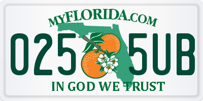 FL license plate 0255UB