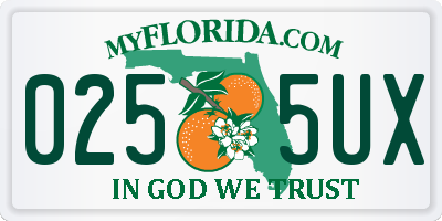 FL license plate 0255UX