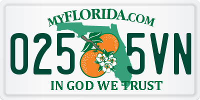 FL license plate 0255VN