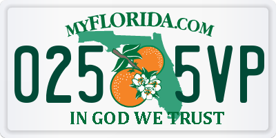 FL license plate 0255VP