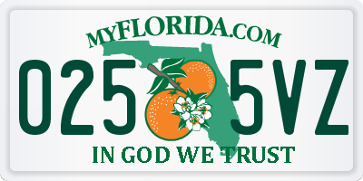 FL license plate 0255VZ