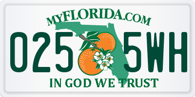 FL license plate 0255WH