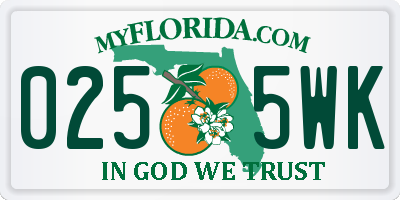 FL license plate 0255WK