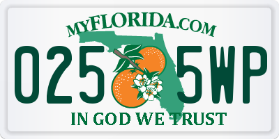 FL license plate 0255WP