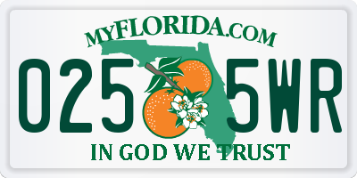 FL license plate 0255WR