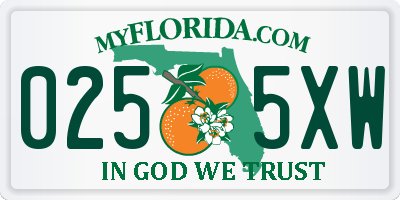 FL license plate 0255XW