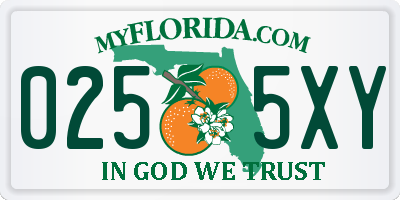 FL license plate 0255XY