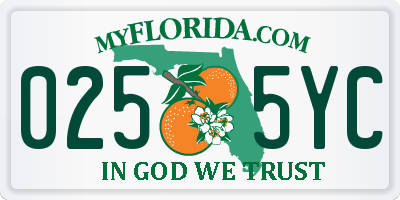 FL license plate 0255YC