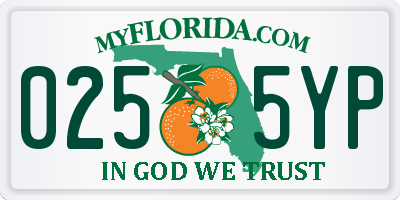 FL license plate 0255YP