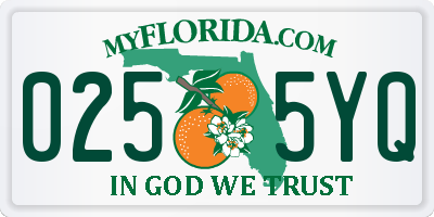FL license plate 0255YQ